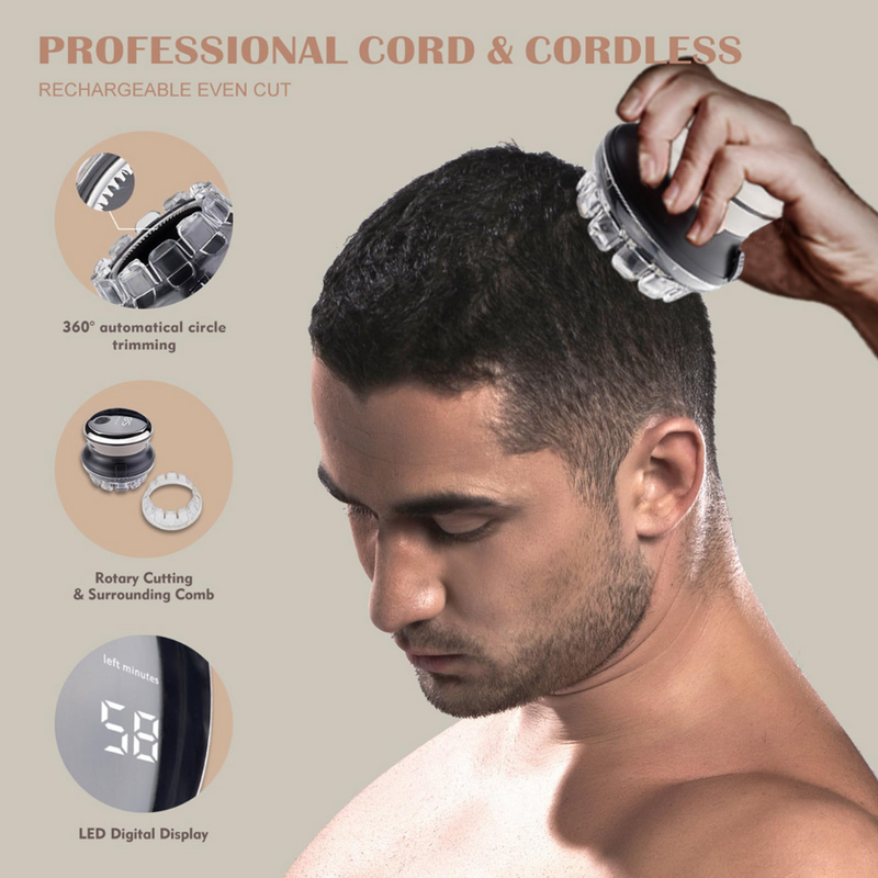 Load image into Gallery viewer, [YUE KE] Self Haircut Kit - Mushroom-Style 360° Cordless Clipper for Buzz Cut, Crew Cut &amp; Bald Look - Polar Tech Australia
