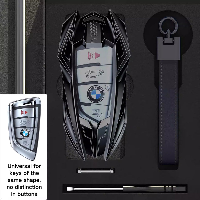 Cargue la imagen en el visor de la galería, BMW Mecha Style Zinc Alloy Car Key Fob Case Cover For 1, 3, 5, 7 Series,X1, X3, X5, X6, X7
