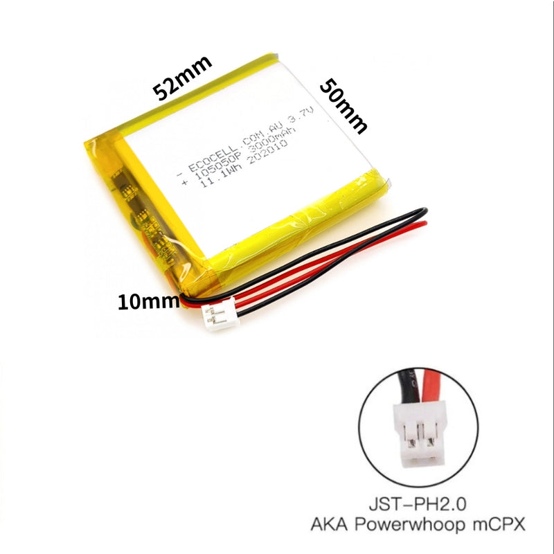 Chargez l&#39;image dans la visionneuse de la galerie, [PH2.0-JST Connector][105050] Universal 3000mAh 3.7V Rechargeable Li-Ion Lithium Polymer Battery - Polar Tech Australia
