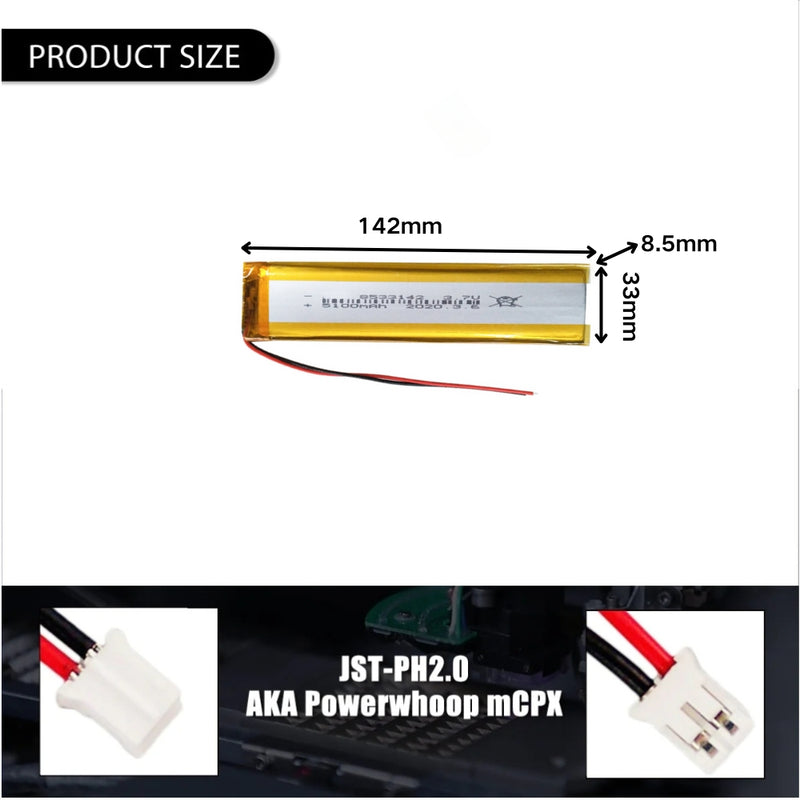 Chargez l&#39;image dans la visionneuse de la galerie, [PH2.0-JST Connector][8533142] Universal 5100mAh 3.7V Rechargeable Li-Ion Lithium Polymer Battery - Polar Tech Australia
