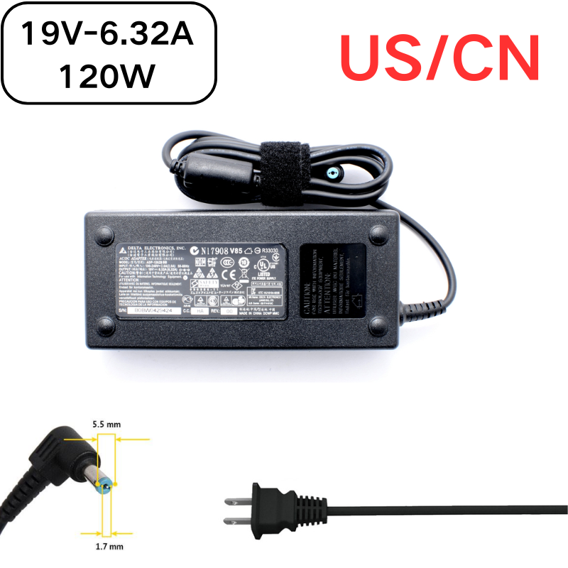 Chargez l&#39;image dans la visionneuse de la galerie, [19V-6.32A/120W][5.5x1.7] Acer Aspire 8940G 8950G 8951G Series Laptop AC Power Supply Adapter Charger
