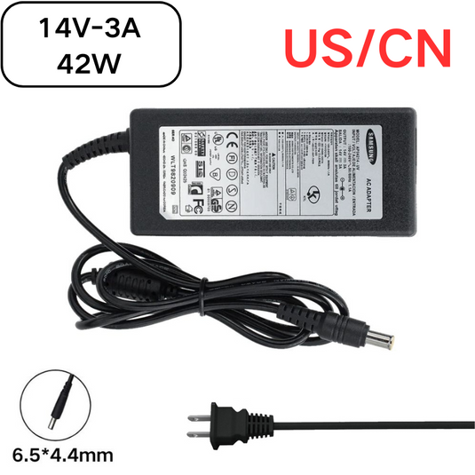 [14V-3A/42W][6.5*4.4] Samsung C23A550 C23A550U C27A750 C27A750X LTM1555 LTN1565 S19A100 S19A100N S19A300 S19A300B Laptop AC Power Supply Adapter Charger