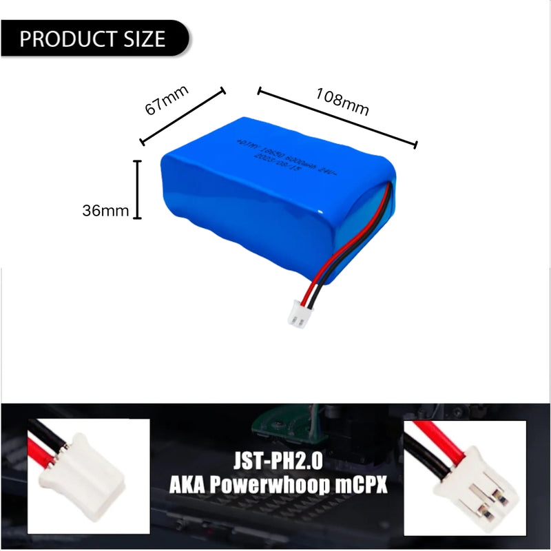 Load image into Gallery viewer, [PH2.0-JST Connector][18650] Universal 6000mAh 24V Rechargeable Li-Ion Lithium Polymer Battery - Polar Tech Australia
