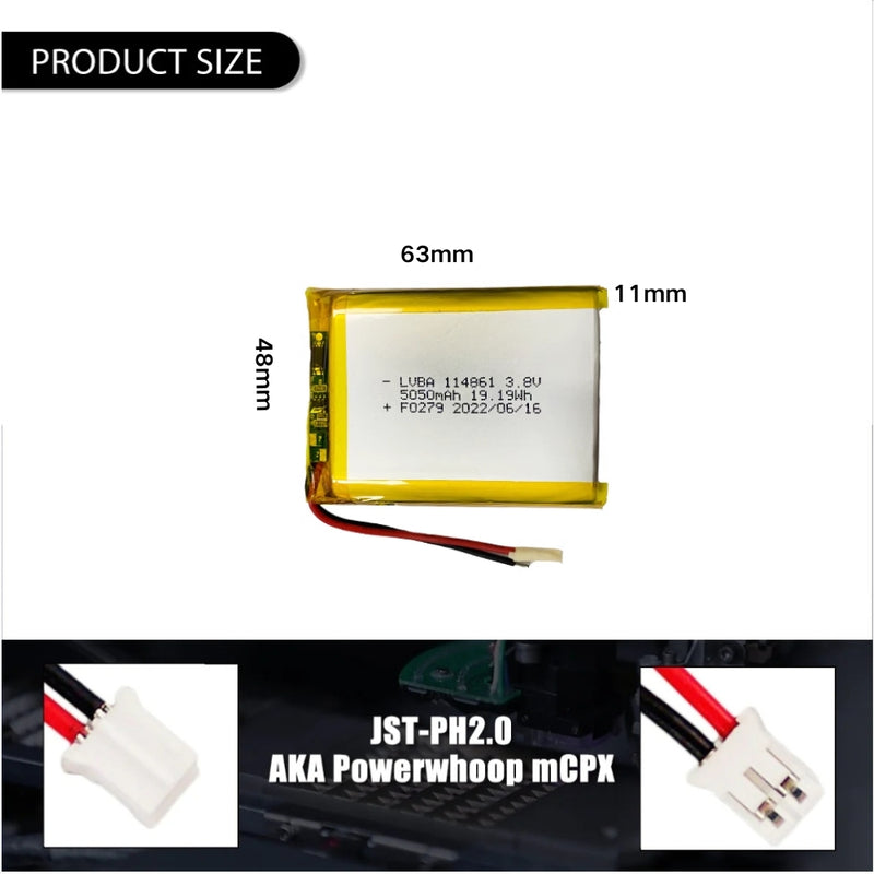 Load image into Gallery viewer, [PH2.0-JST Connector][114861] Universal 5050mAh 3.8V Rechargeable Li-Ion Lithium Polymer Battery - Polar Tech Australia
