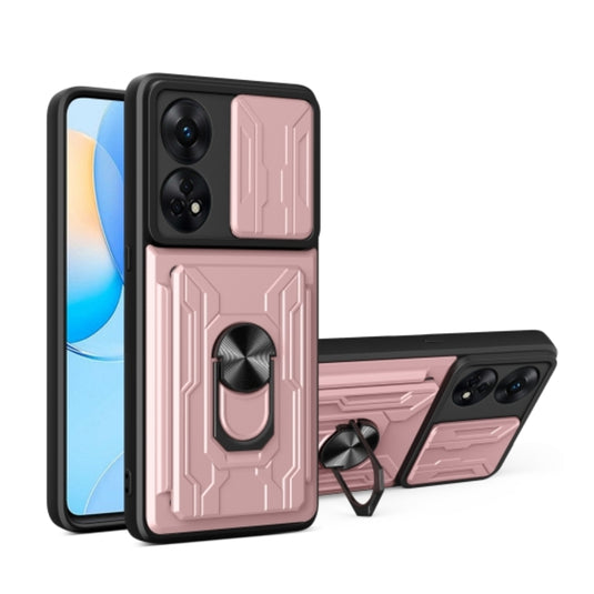 OPPO Reno8 T 4G (CPH2481) - Slide Lens Armor Case with Card Slot and Ring Stand - Polar Tech Australia