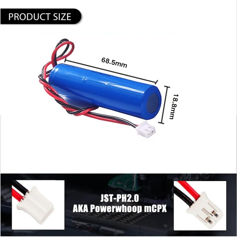 Cargue la imagen en el visor de la galería, [PH2.0-JST Connector][18650] Universal 3000mAh 3.7V Rechargeable Li-Ion Lithium Polymer Battery - Polar Tech Australia
