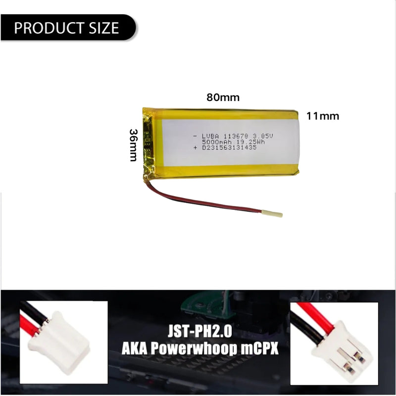 Load image into Gallery viewer, [PH2.0-JST Connector][113678] Universal 5000mAh 3.85V Rechargeable Li-Ion Lithium Polymer Battery - Polar Tech Australia
