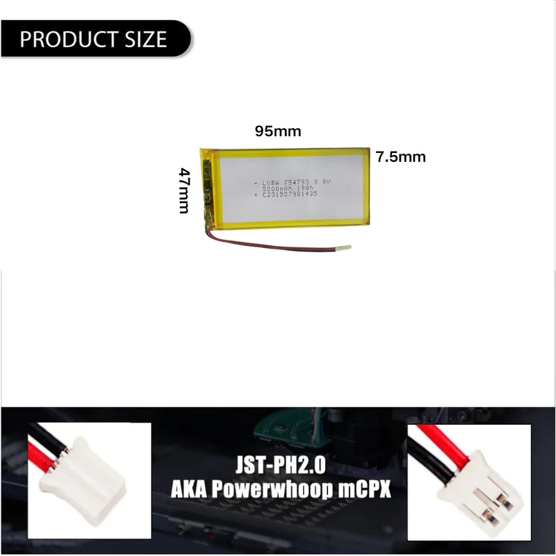 Load image into Gallery viewer, [PH2.0-JST Connector][754793] Universal 5000mAh 3.8V Rechargeable Li-Ion Lithium Polymer Battery - Polar Tech Australia
