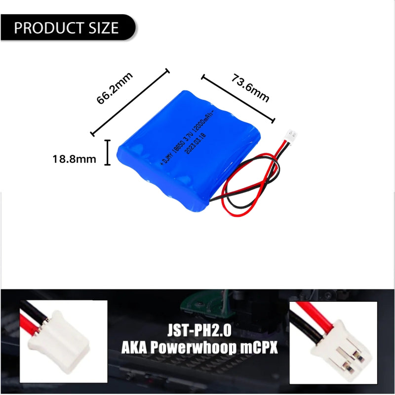 Chargez l&#39;image dans la visionneuse de la galerie, [PH2.0-JST Connector][18650] Universal 12000mAh 3.7V Rechargeable Li-Ion Lithium Polymer Battery - Polar Tech Australia
