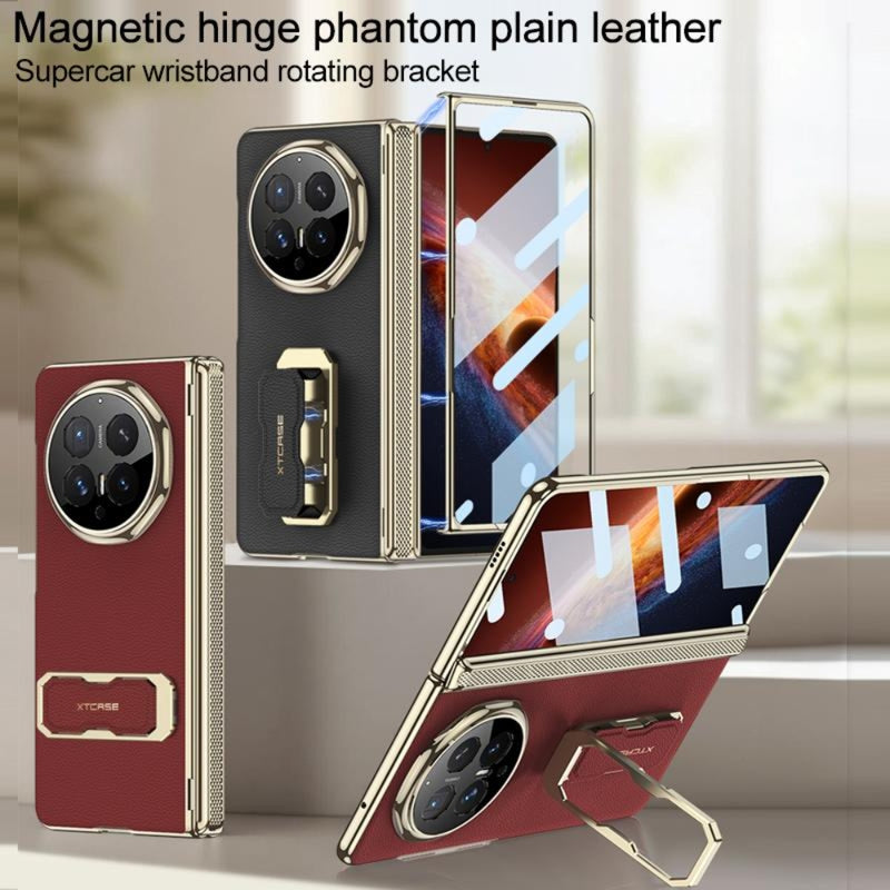 Load image into Gallery viewer, Honor Magic V6 - Magnetic Folding Hinge Leather Phone Case with Wristband &amp; Rotating Holder
