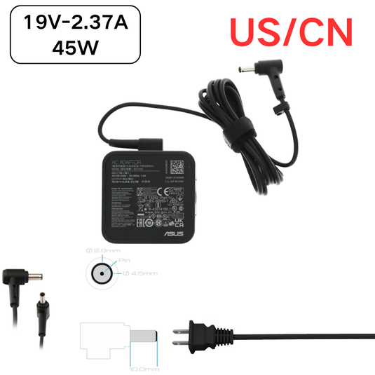 [19V-2.37A/45W][4.5x3.0 & 4.5×2.9mm] ASUS Vivobook 14 F1402 F1402ZA X1404 15 F1502ZA X1504 16 M1605 M1600 5 M1600 5 M11 5. 02ZA 605YA X1605ZA 17 X1702ZA Vivobook 14 OLED M1405 Laptop AC Power Supply Adapter Charger - Polar Tech Australia