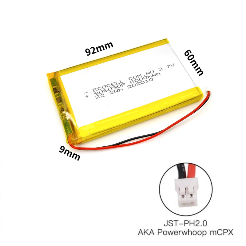 Cargue la imagen en el visor de la galería, [PH2.0-JST Connector][906090] Universal 6000mAh 3.7V Rechargeable Li-Ion Lithium Polymer Battery - Polar Tech Australia
