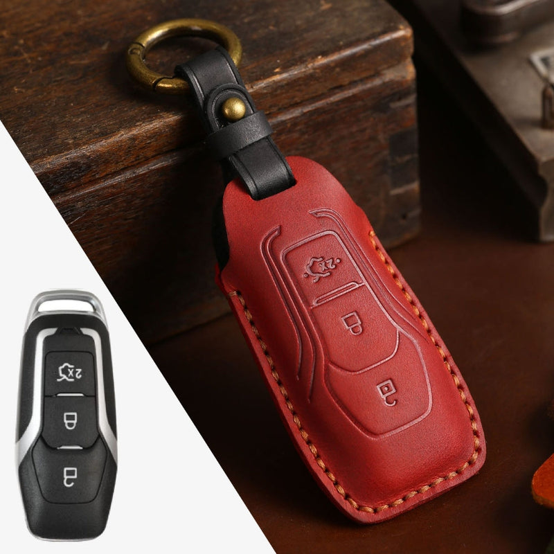 Chargez l&#39;image dans la visionneuse de la galerie, Ford Handcrafted Genuine Leather Car Key Fob Protective Case Cover For Edge, Mondeo, Ka, Fiesta, Focus, Galaxy, Mustang, Kuga
