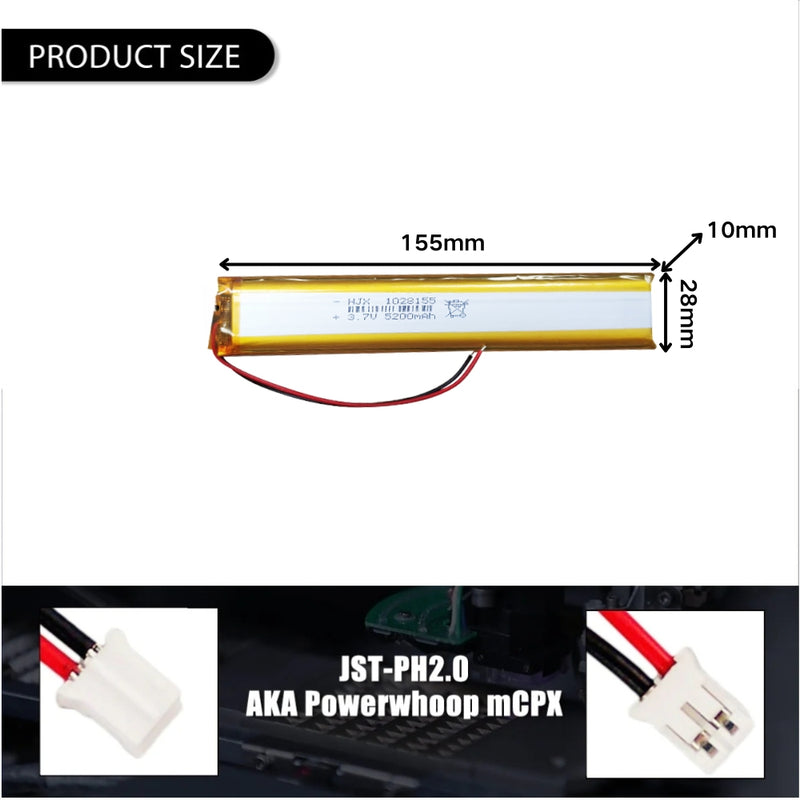 Cargue la imagen en el visor de la galería, [PH2.0-JST Connector][1028155] Universal 5200mAh 3.7V Rechargeable Li-Ion Lithium Polymer Battery - Polar Tech Australia
