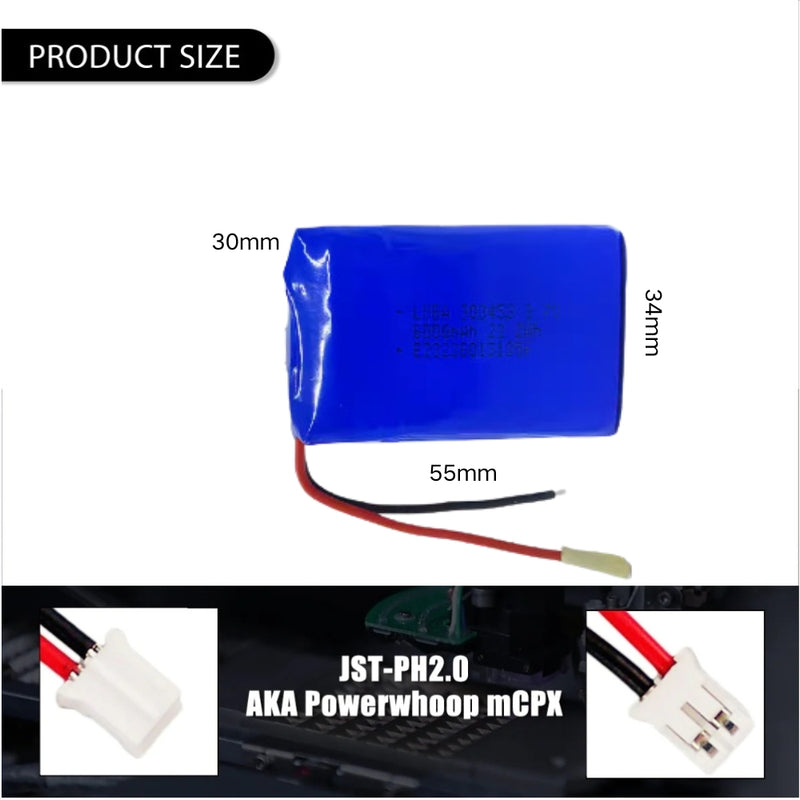 Cargue la imagen en el visor de la galería, [PH2.0-JST Connector][303453] Universal 6000mAh 3.7V Rechargeable Li-Ion Lithium Polymer Battery - Polar Tech Australia
