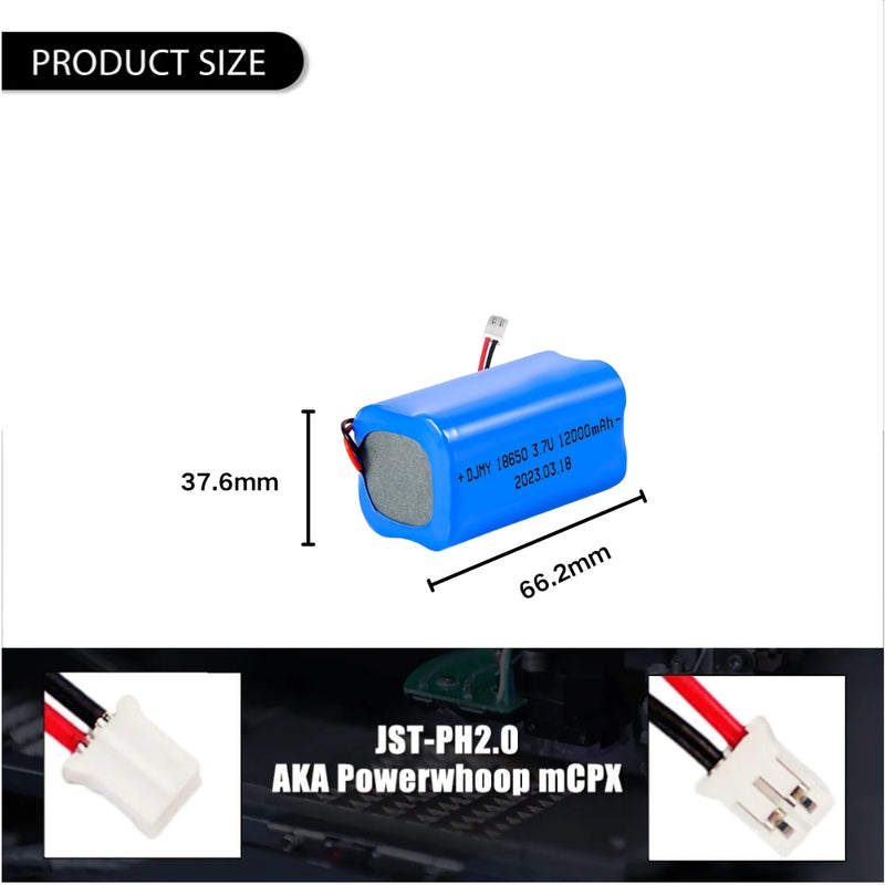 Cargue la imagen en el visor de la galería, [PH2.0-JST Connector][18650] Universal 12000mAh 3.7V Rechargeable Li-Ion Lithium Polymer Battery - Polar Tech Australia
