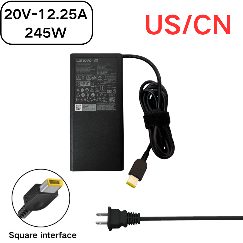 Cargue la imagen en el visor de la galería, [20V-12.25A/245W][Yellow Square Slim Tip][Slim GaN] Lenovo Legion Pro 5 16IAX10 / Legion 5 15IRX10 / LOQ 17IRX10 2025 Gaming Series - Laptop AC Power Supply Adapter Charger
