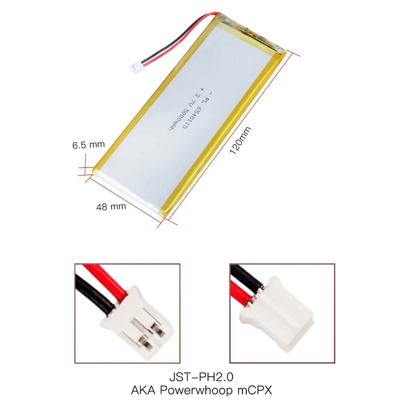 Cargue la imagen en el visor de la galería, [PH2.0-JST Connector][6548118] Universal 5000mAh 3.7V Rechargeable Li-Ion Lithium Polymer Battery - Polar Tech Australia
