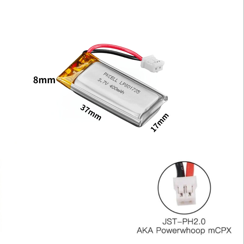 Cargue la imagen en el visor de la galería, [PH2.0-JST Connector][801735] Universal 400mAh 3.7V Rechargeable Li-Ion Lithium Polymer Battery - Polar Tech Australia
