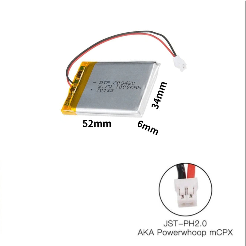 Chargez l&#39;image dans la visionneuse de la galerie, [PH2.0-JST Connector][603450] Universal 1000mAh 3.7V Rechargeable Li-Ion Lithium Polymer Battery - Polar Tech Australia
