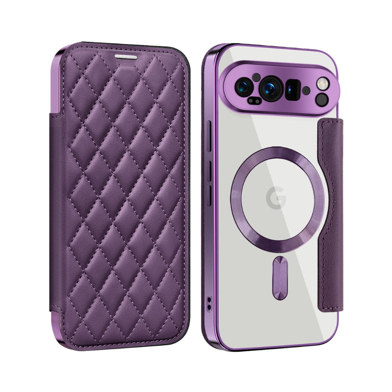 Chargez l&#39;image dans la visionneuse de la galerie, Google Pixel 10 Pro XL - Shield Magsafe RFID Anti-theft Rhombus Leather Phone Case
