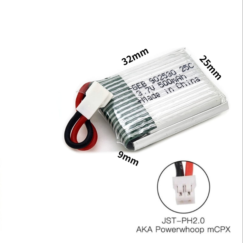 Cargue la imagen en el visor de la galería, [PH2.0-JST Connector][902530] Universal 500mAh 3.7V Rechargeable Li-Ion Lithium Polymer Battery - Polar Tech Australia
