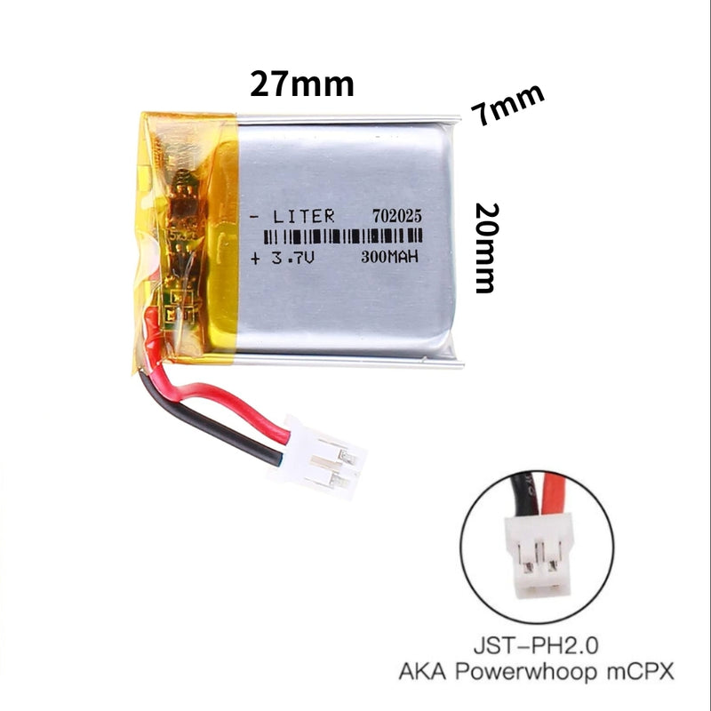 Cargue la imagen en el visor de la galería, [PH2.0-JST Connector][702025] Universal 220mAh 3.7V Rechargeable Li-Ion Lithium Polymer Battery - Polar Tech Australia
