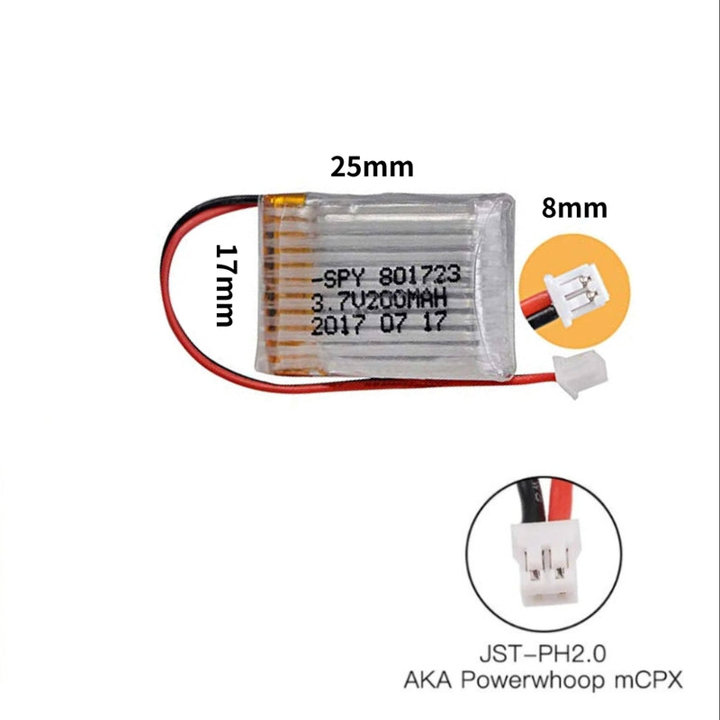 Chargez l&#39;image dans la visionneuse de la galerie, [PH2.0-JST Connector][801723] Universal 200mAh 3.7V Rechargeable Li-Ion Lithium Polymer Battery - Polar Tech Australia
