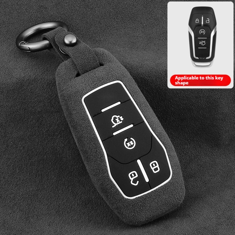 Chargez l&#39;image dans la visionneuse de la galerie, Ford High-Quality Suede Car Key Fob Protective Case Cover For Fusion, Mondeo, Mustang, Explorer, Edge, EcoSport
