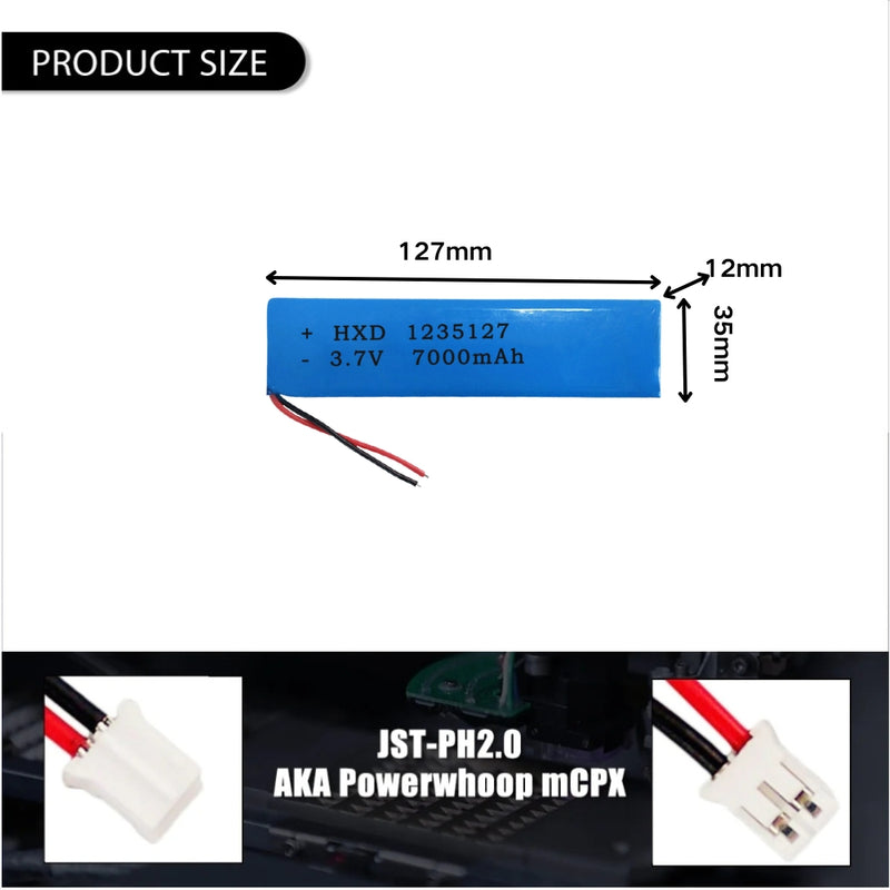 Cargue la imagen en el visor de la galería, [PH2.0-JST Connector][1235127] Universal 7000mAh 3.7V Rechargeable Li-Ion Lithium Polymer Battery - Polar Tech Australia
