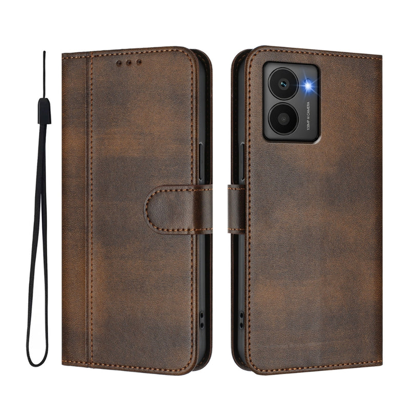 Cargue la imagen en el visor de la galería, HMD Skyline - Line Splicing Buckle Retro Leather Phone Case
