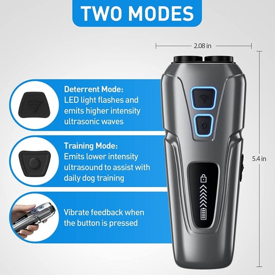 PAPANI Handheld LED Ultrasonic Dog Training Anti-Bark Device Type-c Charging Port - Polar Tech Australia