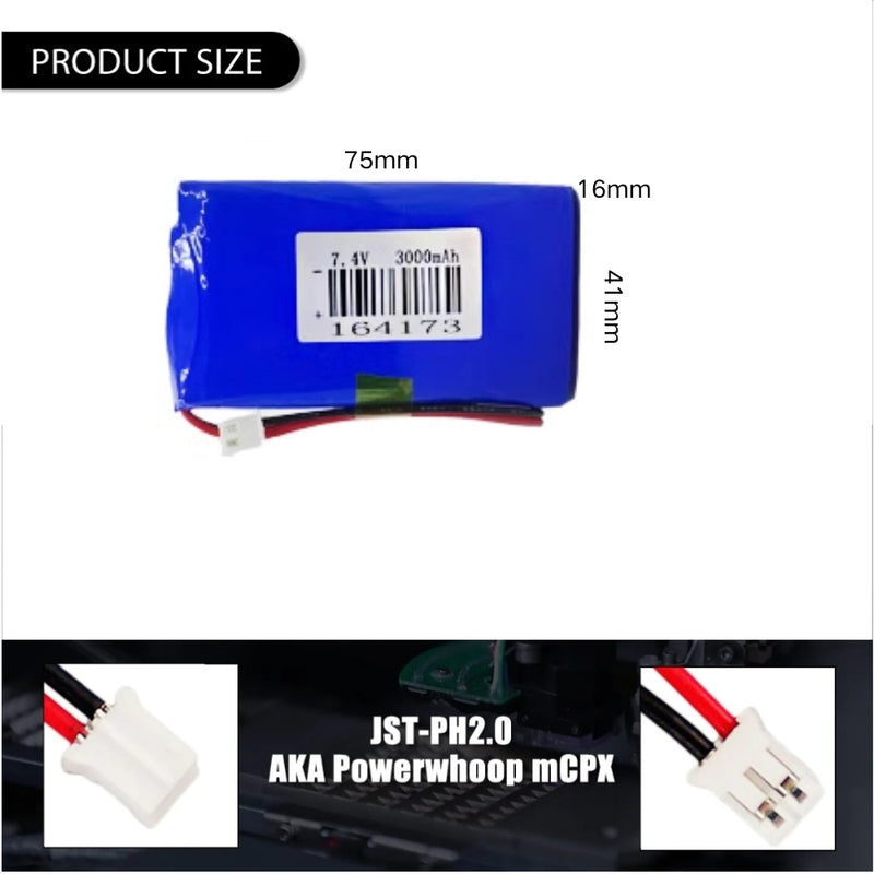 Load image into Gallery viewer, [PH2.0-JST Connector][164173] Universal 3000mAh 7.4V Rechargeable Li-Ion Lithium Polymer Battery - Polar Tech Australia
