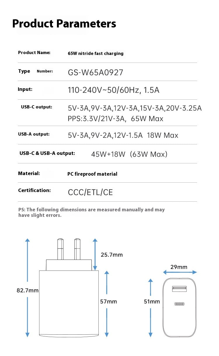 Load image into Gallery viewer, 65W Max PD Type-C +QC 3.0 USB Dual Port iPhone 16 Wall Travelling Charger Adapter - (SAA Approved/AU Plug) - Polar Tech Australia
