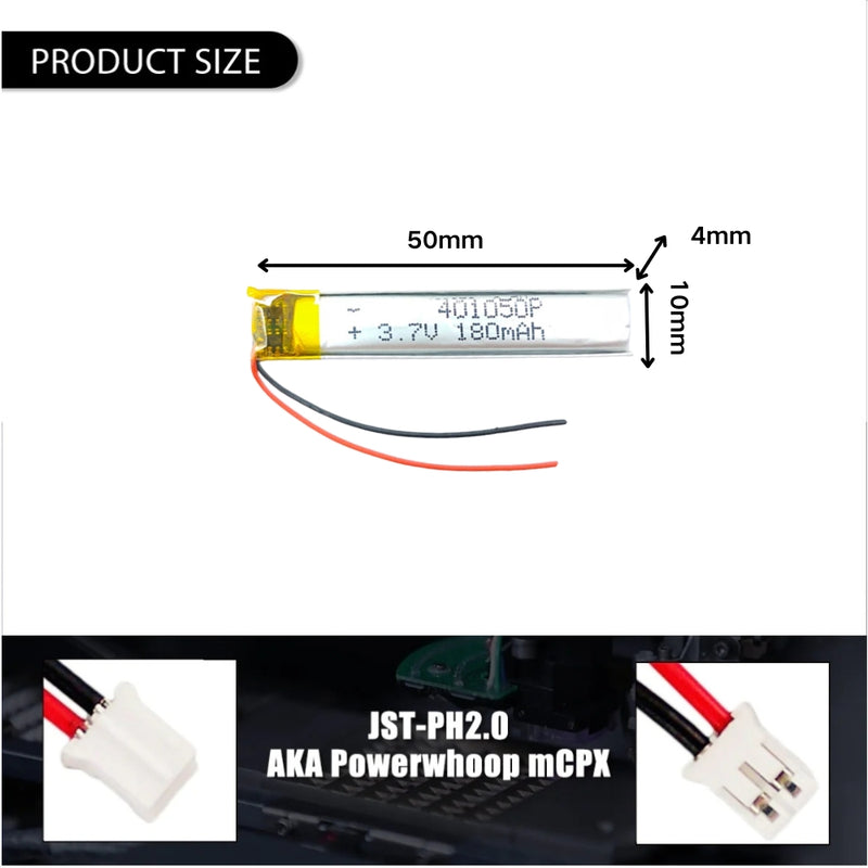 Chargez l&#39;image dans la visionneuse de la galerie, [PH2.0-JST Connector][401050] Universal 160mAh 3.7V Rechargeable Li-Ion Lithium Polymer Battery - Polar Tech Australia
