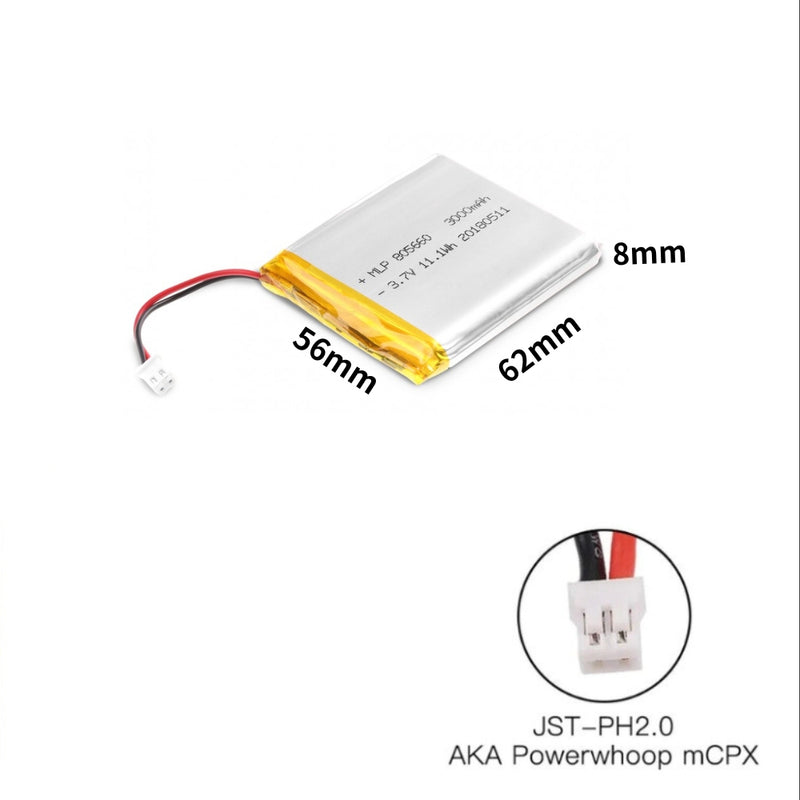 Chargez l&#39;image dans la visionneuse de la galerie, [PH2.0-JST Connector][805660] Universal 3000mAh 3.7V Rechargeable Li-Ion Lithium Polymer Battery - Polar Tech Australia
