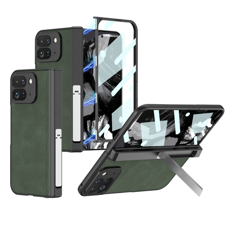 Cargue la imagen en el visor de la galería, Google Pixel 9 Pro Fold - Integrated Frosted Fold Hinge Leather Phone Case - Polar Tech Australia
