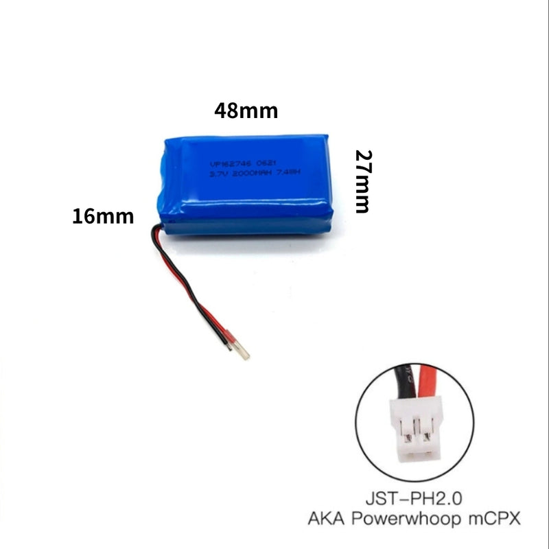 Cargue la imagen en el visor de la galería, [PH2.0-JST Connector][162746] Universal 2000mAh 3.7V Rechargeable Li-Ion Lithium Polymer Battery - Polar Tech Australia
