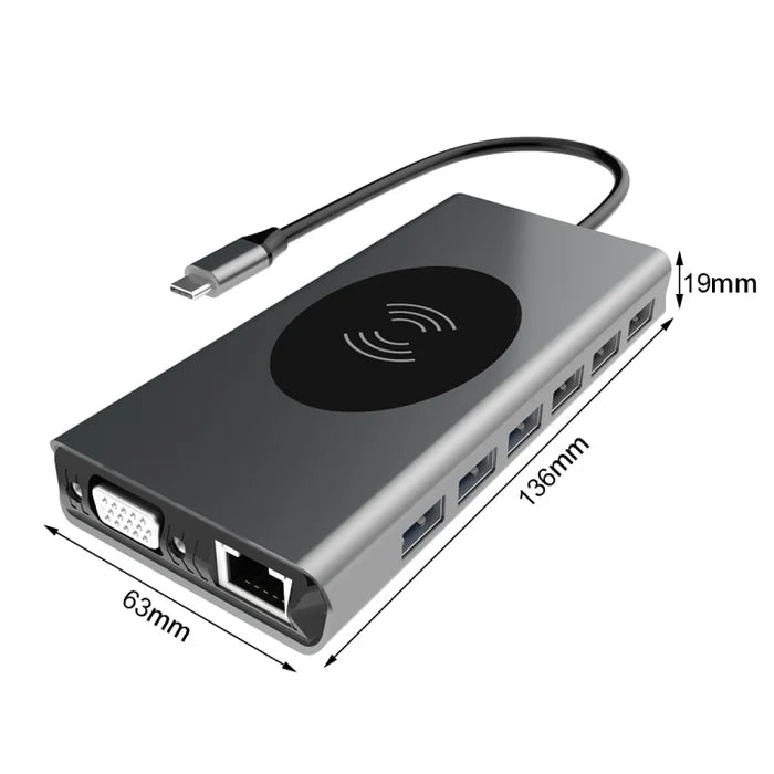 Load image into Gallery viewer, [15-in-1][BX15W] USB-C Hub Docking Station with Wireless Charging, 4K HDMI, Gigabit Ethernet, 100W PD Fast Charging
