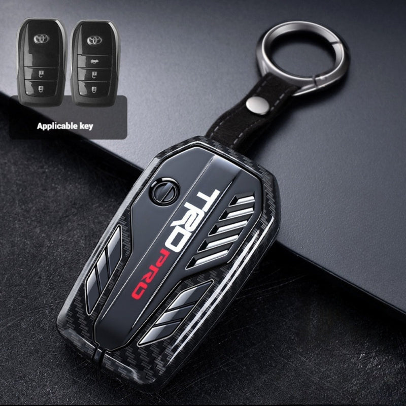 Chargez l&#39;image dans la visionneuse de la galerie, Toyota TRD Carbon Fiber Metal Car Key Fob Protective Case Cover For C-HR, Camry, RAV4, Avalon, Prius, Corolla, Highlander, GT86, Prado
