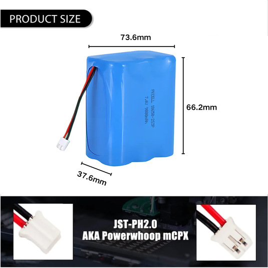 [PH2.0-JST Connector][18650] Universal 9000mAh 7.4V Rechargeable Li-Ion Lithium Polymer Battery - Polar Tech Australia