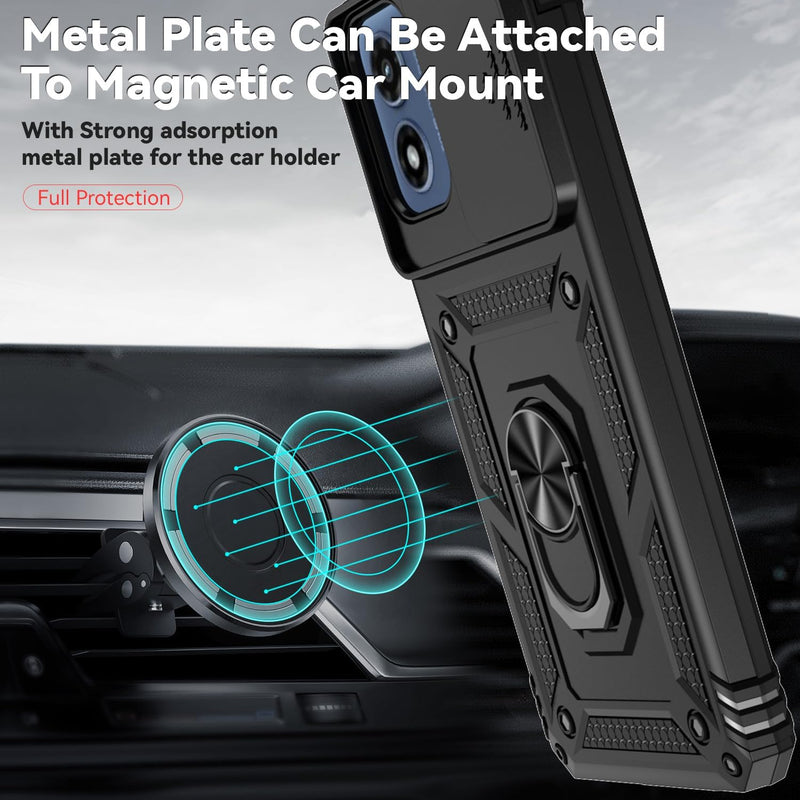 Cargue la imagen en el visor de la galería, [Magnetic Ring Kickstand][Slide Camera Cover] Motorola Moto G 5G 2024 - Shield Shockproof Rugged Heavy Duty Case - Polar Tech Australia
