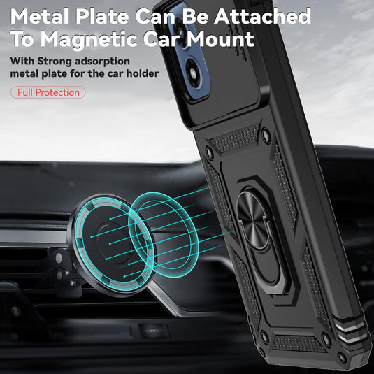 [Magnetic Ring Kickstand][Slide Camera Cover] Motorola Moto G 5G 2024 - Shield Shockproof Rugged Heavy Duty Case - Polar Tech Australia