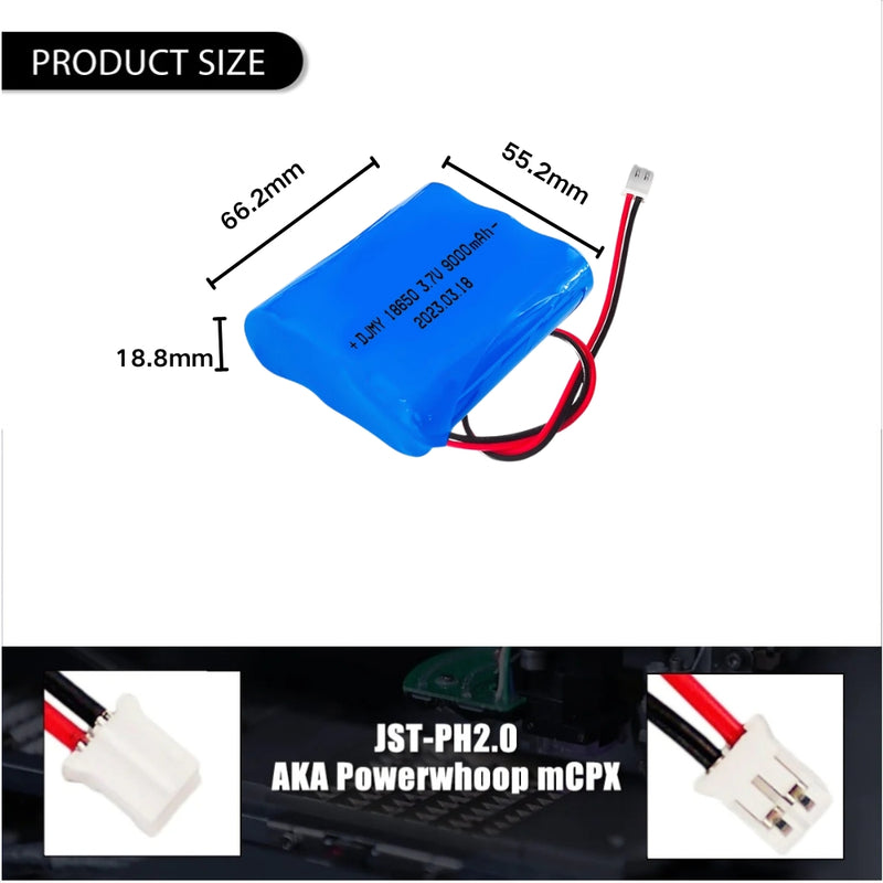 Cargue la imagen en el visor de la galería, [PH2.0-JST Connector][18650] Universal 9000mAh 3.7V Rechargeable Li-Ion Lithium Polymer Battery - Polar Tech Australia
