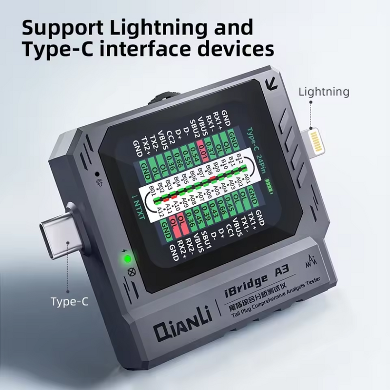 Load image into Gallery viewer, [iBridge A3] QianLi Charging Port Analysis Tester with Lightning Type-C Port
