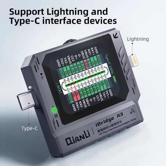 [iBridge A3] QianLi Charging Port Analysis Tester with Lightning Type-C Port