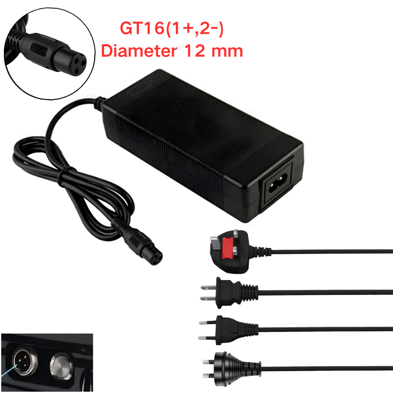 Chargez l&#39;image dans la visionneuse de la galerie, [48V-54.6V/3A][GX16 Plug] Universal For 48V 13S Li-Ion Lithium Battery Pack Electric Scooter EBike AC Power Adapter Charger

