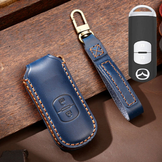 Mazda Handcrafted Genuine Leather Folding Car Key Fob Case Cover For CX-5, CX-4, CX-3