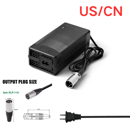[48V-54.6V/3A][XLR Male Plug] Universal For 48V 13S Li-Ion Lithium Battery Pack Electric Scooter EBike AC Power Adapter Charger - Polar Tech Australia