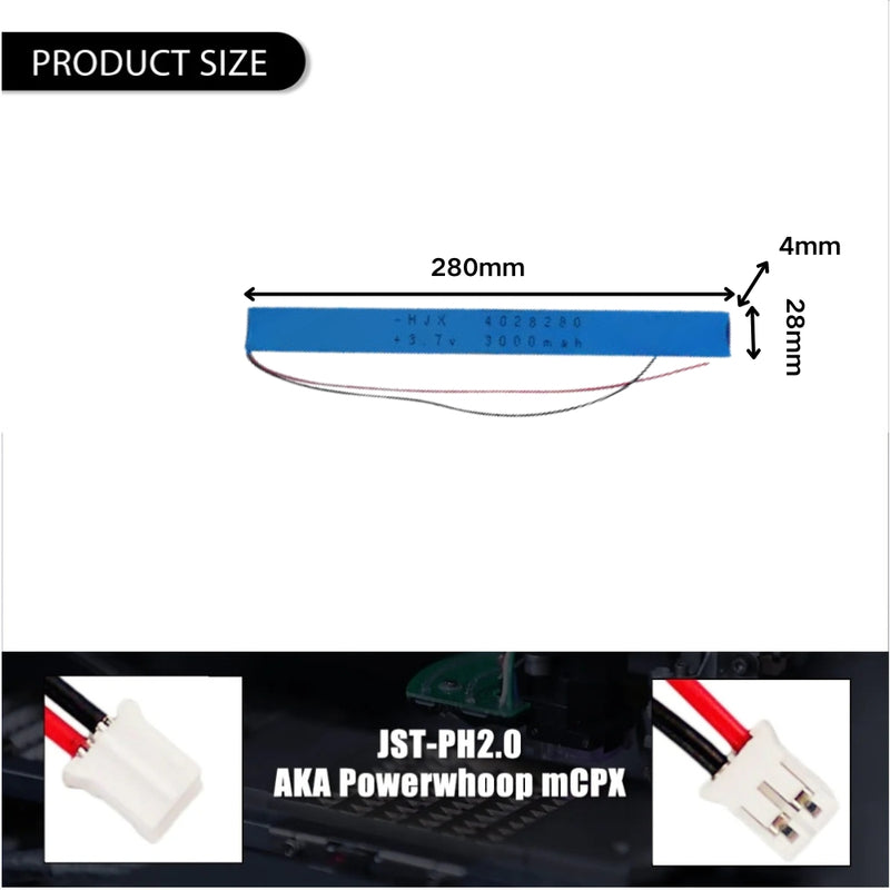 Chargez l&#39;image dans la visionneuse de la galerie, [PH2.0-JST Connector][4028280] Universal 3000mAh3.7V Rechargeable Li-Ion Lithium Polymer Battery - Polar Tech Australia
